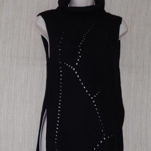 Aritzia Wilfred Sleeveless Mock Neck Sweater Wool Ribbed Knit Black Size: XS